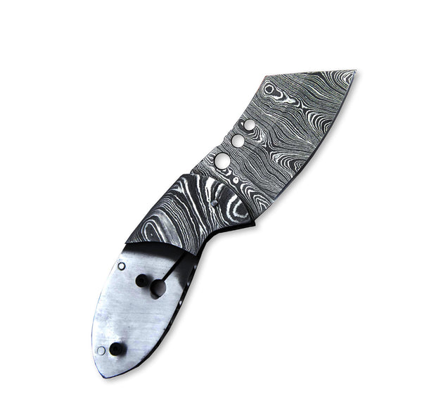 Custom Hand Forged Damascus Steel Pocket Folding Blank Knife Camping Knife EDC Knife Making Supply ( Free Shipping