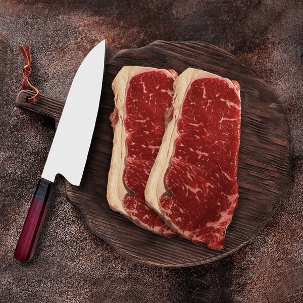 J502-Custom 12C27 Steel Chef Knife, Handmade Spanish Wood Handle No Damascus