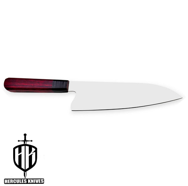 J502-Custom 12C27 Steel Chef Knife, Handmade Spanish Wood Handle No Damascus