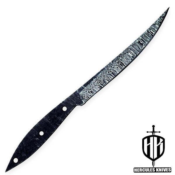 Hercules Custom 11.0"OAL Hand Forged Hammered Damascus Steel Blank Blade Fillet Knife Fishing Knife Handmade