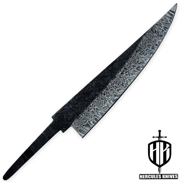 Hercules Custom Hand Forged Hammered Damascus Steel Blank Blade Chef Knife - Kitchen Knife Handmade | Knife Making Supply