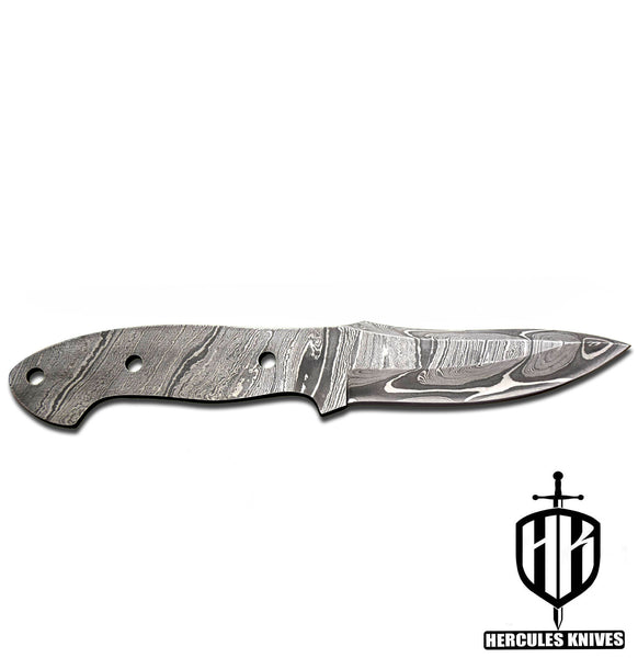 P524-Custom 8.6"OAL Hand Forged Damascus Steel Blank Blade Camping Knife, Handmade