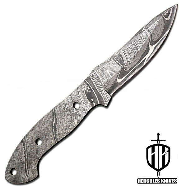 P524-Custom 8.6"OAL Hand Forged Damascus Steel Blank Blade Camping Knife, Handmade