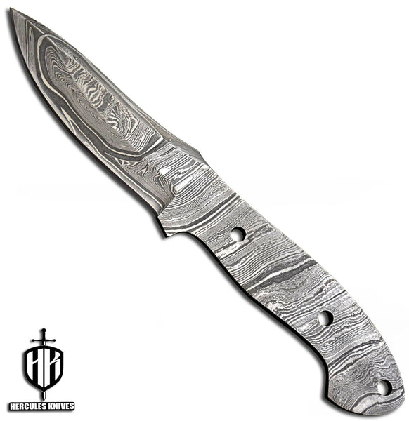 P524-Custom 8.6"OAL Hand Forged Damascus Steel Blank Blade Camping Knife, Handmade