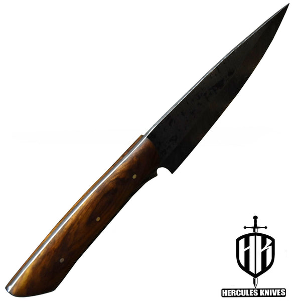 J730-Custom Hand Forged Damascus Steel Chef Kitchen Knife Walnut Handle With Leather Sheath Handmade
