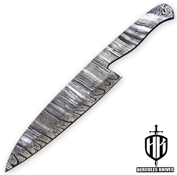 Hercules Custom 12.8"OAL Hand Forged Hammered Damascus Steel Blank Blade Chef Knife Kitchen Knife Meat Knife Handmade