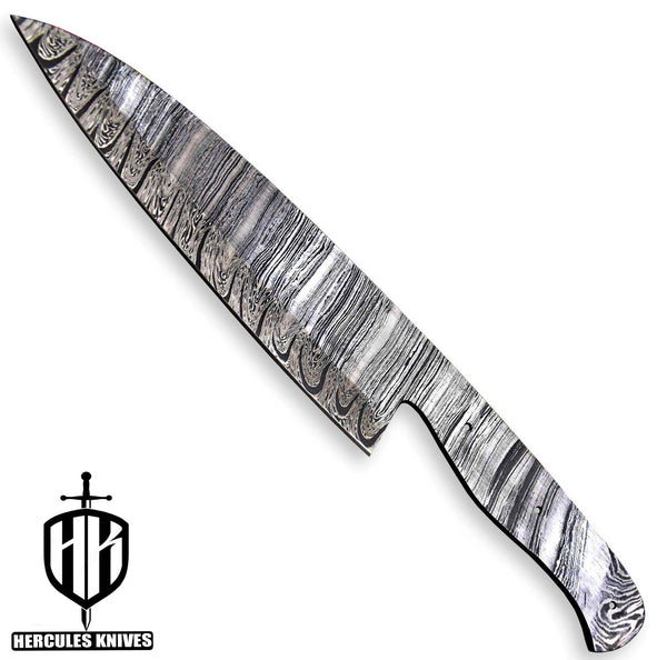 Hercules Custom 12.8"OAL Hand Forged Hammered Damascus Steel Blank Blade Chef Knife Kitchen Knife Meat Knife Handmade