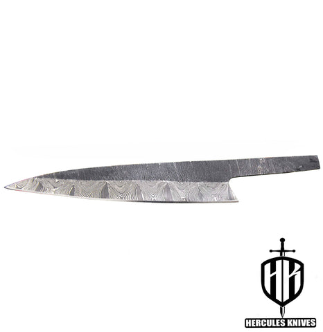 MB534-Custom 11.5"OAL Hand Forged Hammered Damascus Steel Blank Blade Chef Knife, Handmade Knife Making Supply