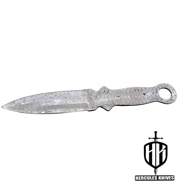 MB418-Custom 11.3"OAL Hand Forged Damascus Steel Dagger Blank Blade Camping Knife, Handmade