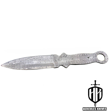MB418-Custom 11.3"OAL Hand Forged Damascus Steel Dagger Blank Blade Camping Knife, Handmade