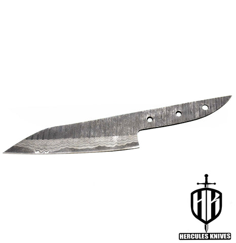 MB693-Custom Hand Forged Hammered Damascus Steel Blank Blade Chef Knife, Handmade Knife Making Supply