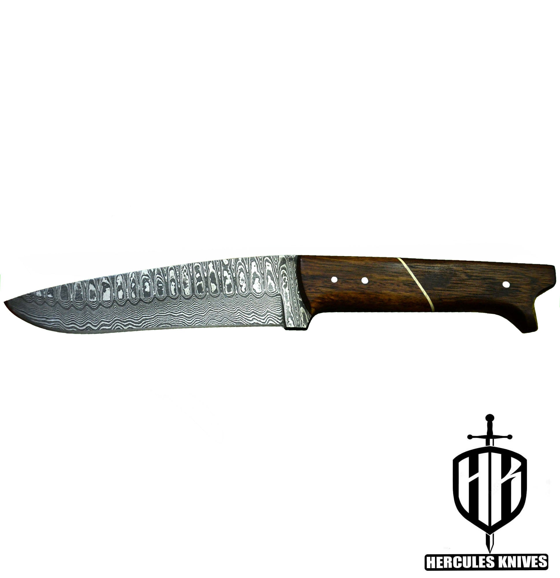 Q702-Custom Hand Forged Damascus Steel Camping Survival Knife with Walnut Handle | Handmade | Leather Sheath
