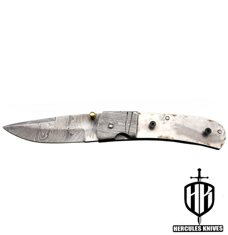 FL846-Custom Hand Forged Damascus Steel Pocket Folding Blank Knife Camping EDC Knife