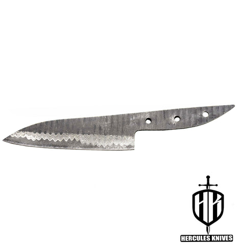 MB694-Custom 10.9"OAL Hand Forged Hammered Damascus Steel Blank Blade Chef Knife, Handmade Knife Making Supply