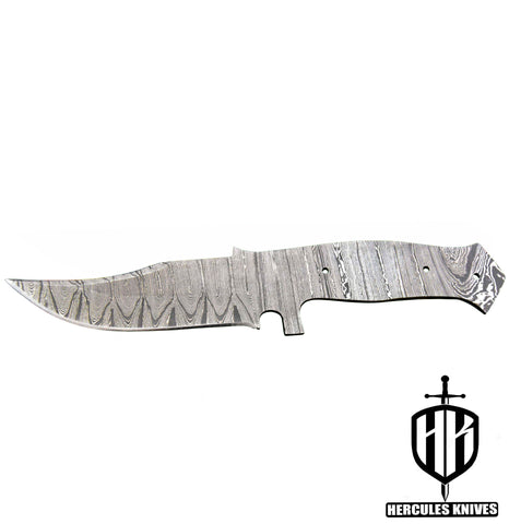 MB420-Custom 9.6"OAL Hand Forged Damascus Steel Blank Blade Camping Knife, Handmade