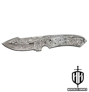 P400-Hercules Custom Hand Forged Damascus Steel Miniature Blank Blade Handmade Knife Making Supplies