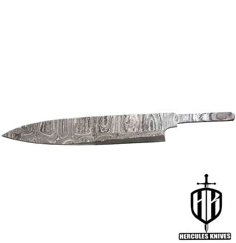 MB673-Custom 12.8"OAL Hand Forged Damascus Steel Blank Blade Chef Knife Handmade