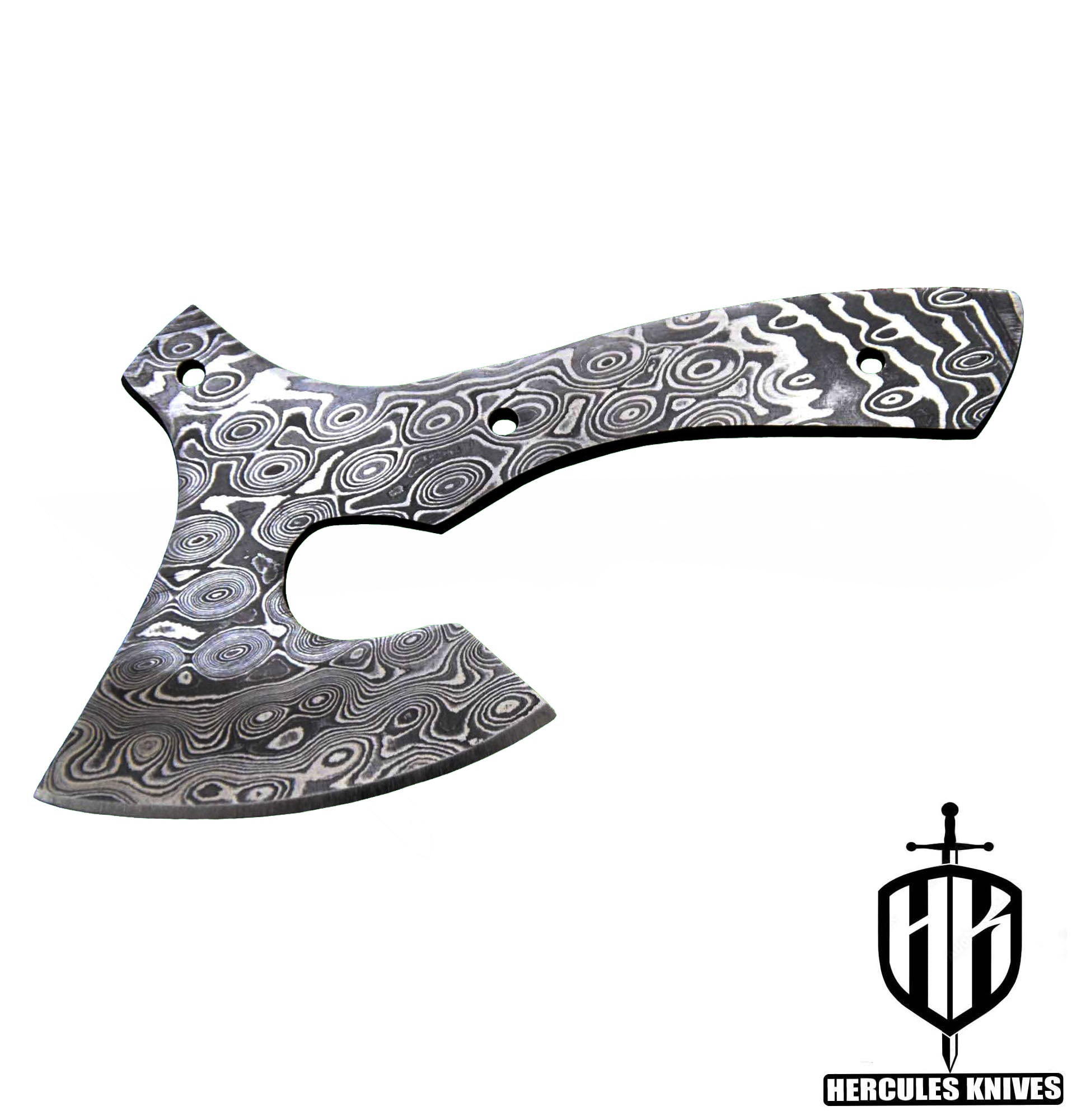 P294-Hercules Custom Hand Forged Damascus Steel Axe Skinning Blank Blade, Handmade Knife Making Supplies