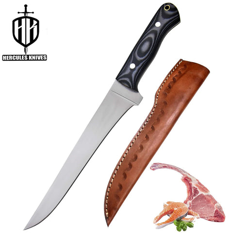 AZ34-Custom 12C27 Steel Fillet Knife for Meat and Vegetable Cutting, Handmade with G-10 Micarta Handle, No Damascus