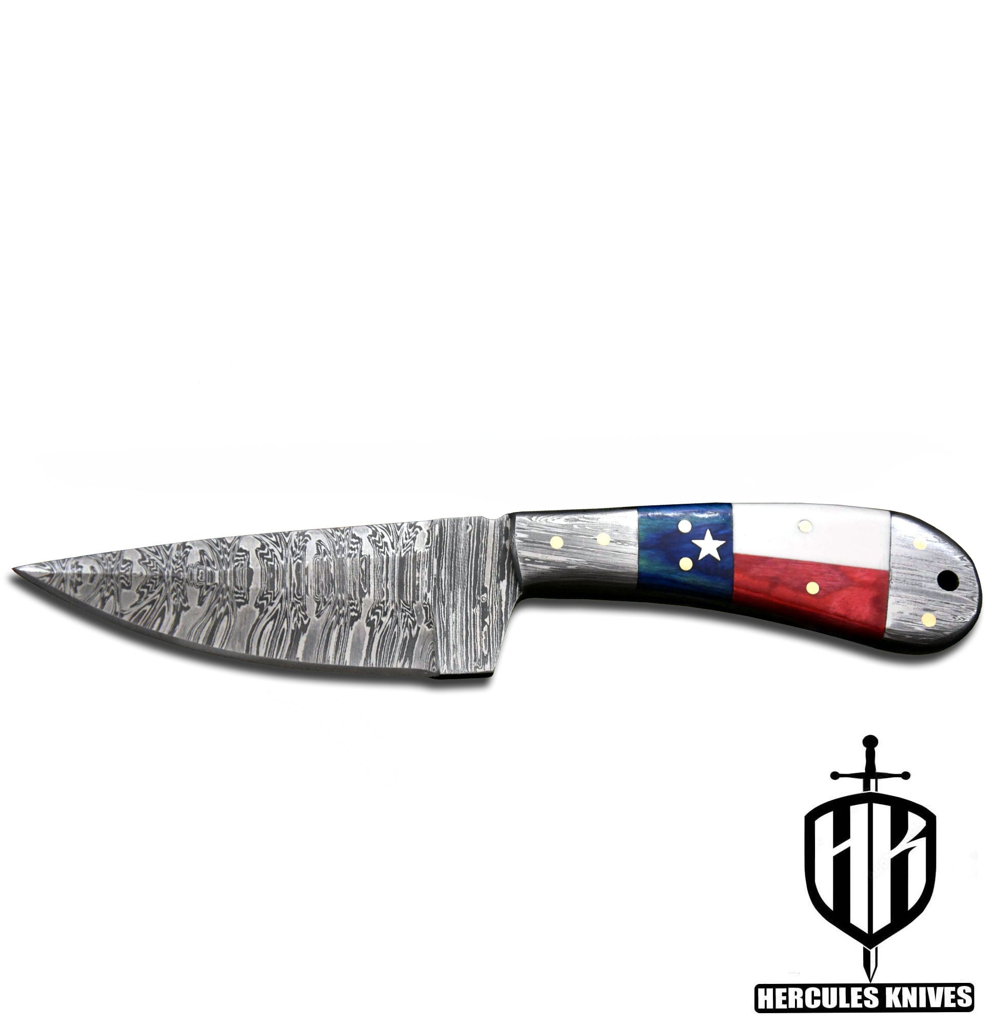 J597-Custom Hand Forged Damascus Steel Camping Survival Knife with Texas Handle | Handmade | Leather Sheath