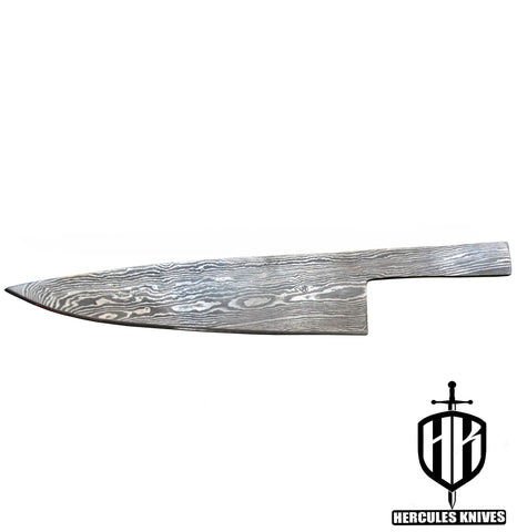 MB302-Custom Hand Forged Damascus Steel Blank Blade Chef Knife, Handmade Knife Making Supply