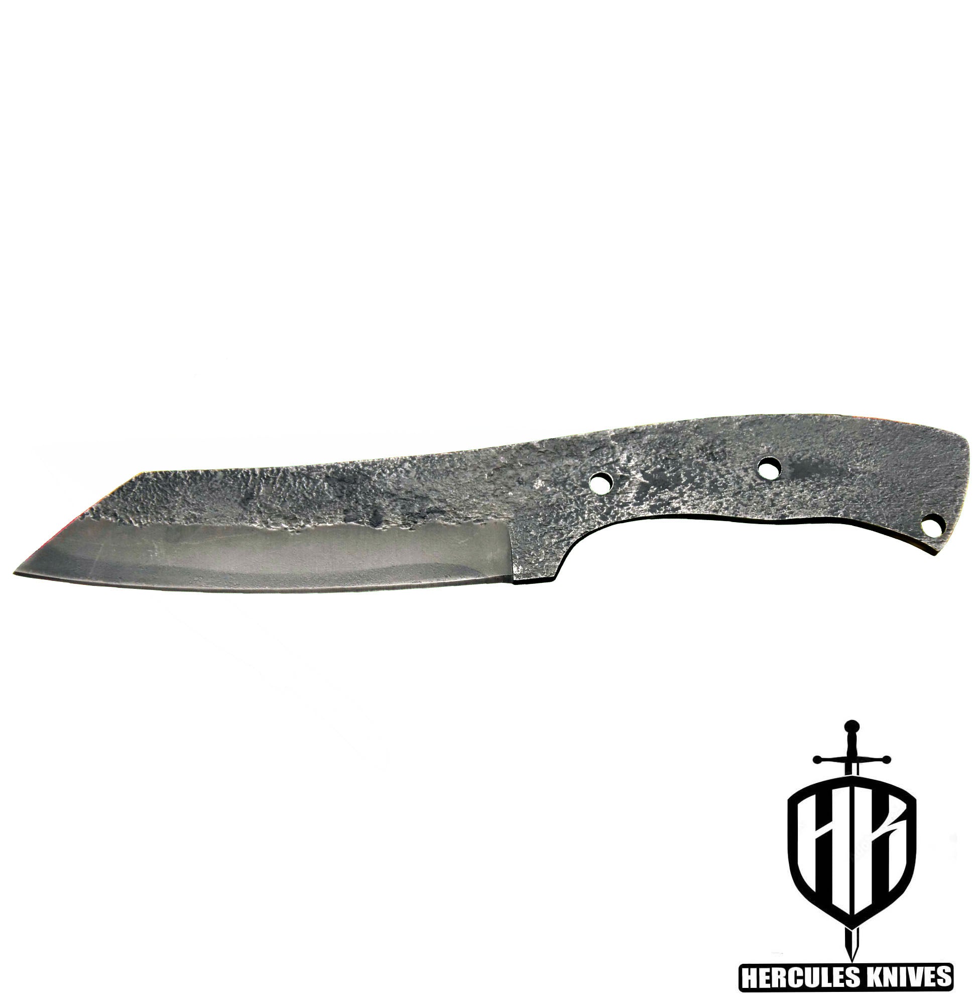 MB345-Custom 9.8"OAL Hammered Spring Steel 5160 Blank Blade Cleaver Hunting Knife Handmade, No Damascus