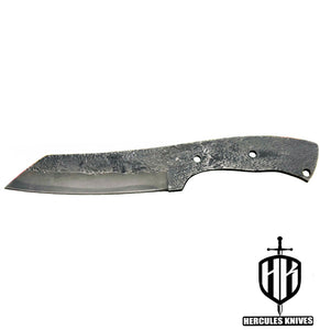 MB345-Custom 9.8"OAL Hammered Spring Steel 5160 Blank Blade Cleaver Hunting Knife Handmade, No Damascus