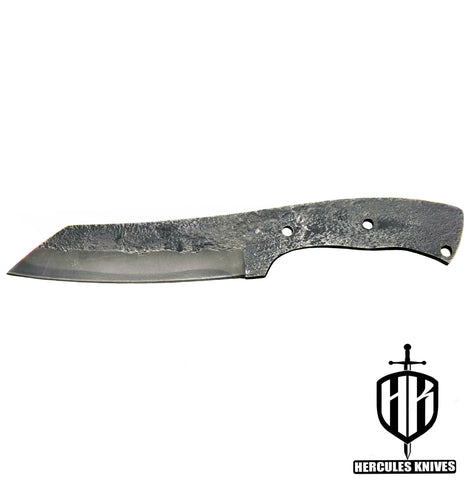 MB345-Custom 9.8"OAL Hammered Spring Steel 5160 Blank Blade Cleaver Hunting Knife Handmade, No Damascus