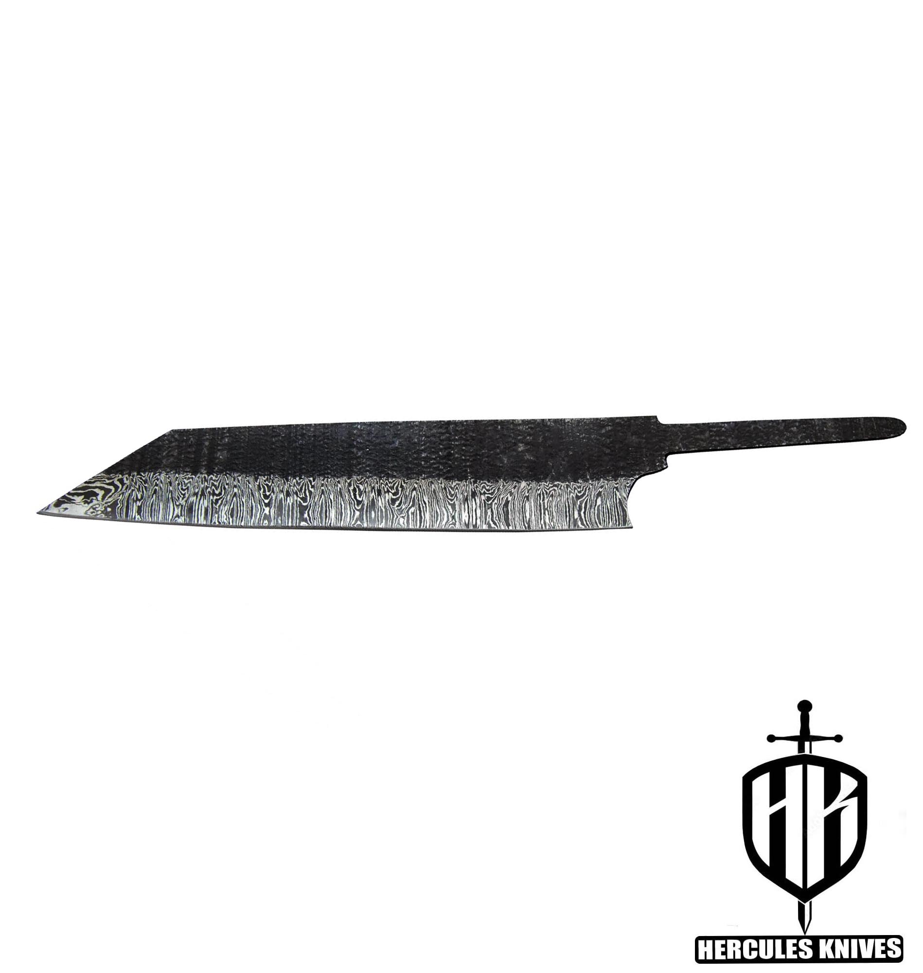 Hercules Custom Hand Forged Hammered Damascus Steel Blank Blade Chef Knife - Kitchen Knife Handmade | Knife Making Supply