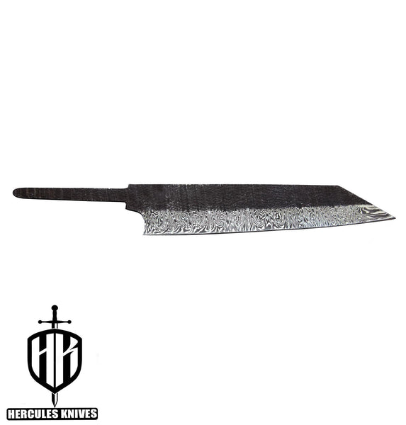 Hercules Custom Hand Forged Hammered Damascus Steel Blank Blade Chef Knife - Kitchen Knife Handmade | Knife Making Supply