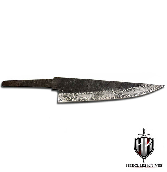 MB662-Custom 12.4"OAL Hand Forged Hammered Damascus Steel Blank Blade Chef Knife, Handmade Knife Making Supply