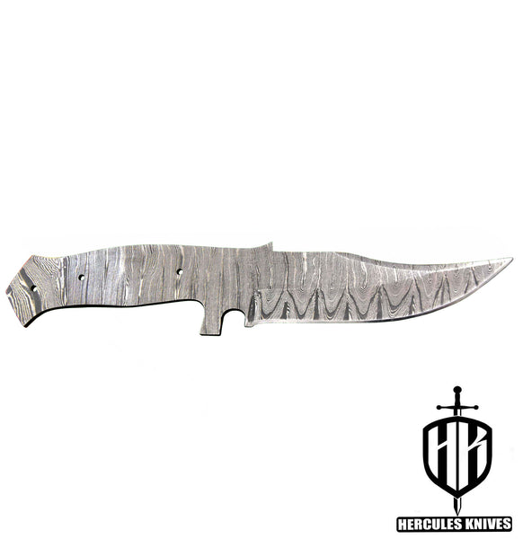 MB420-Custom 9.6"OAL Hand Forged Damascus Steel Blank Blade Camping Knife, Handmade