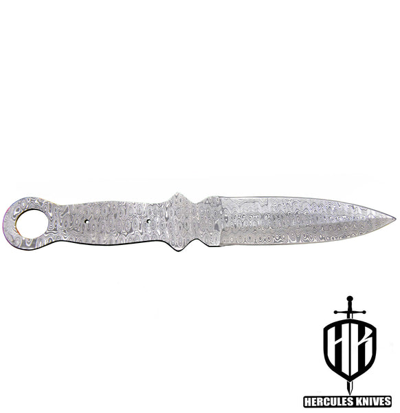 MB418-Custom 11.3"OAL Hand Forged Damascus Steel Dagger Blank Blade Camping Knife, Handmade