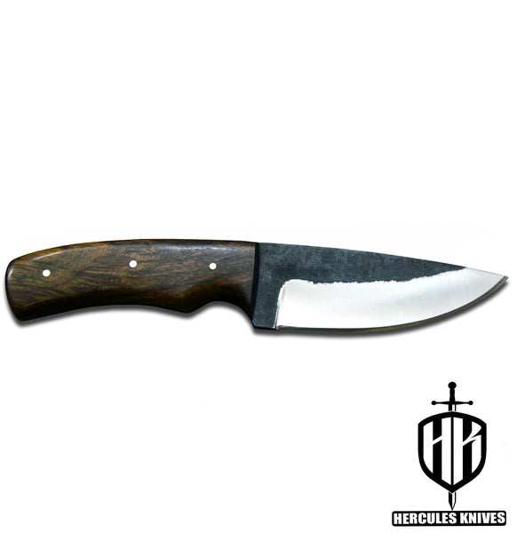 J19-Custom Hand Forged Hammered Spring Steel 5160 Camping Survival Knife with Walnut Handle | Handmade | Leather Sheath