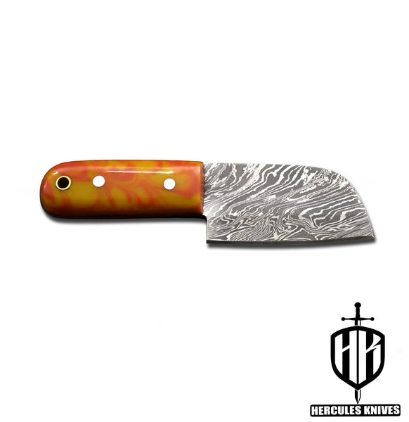 A392-Custom Damascus Steel Skinner Hunting Knife with Resin Handle | Handmade | Leather Sheath
