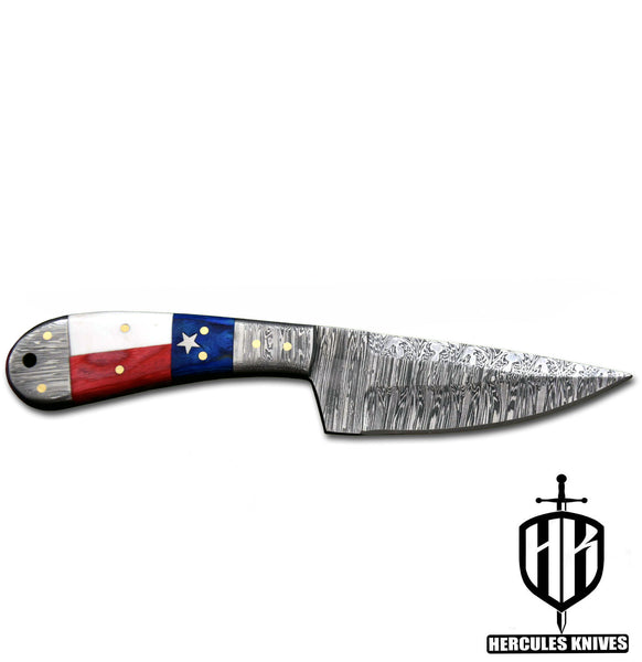 J597-Custom Hand Forged Damascus Steel Camping Survival Knife with Texas Handle | Handmade | Leather Sheath