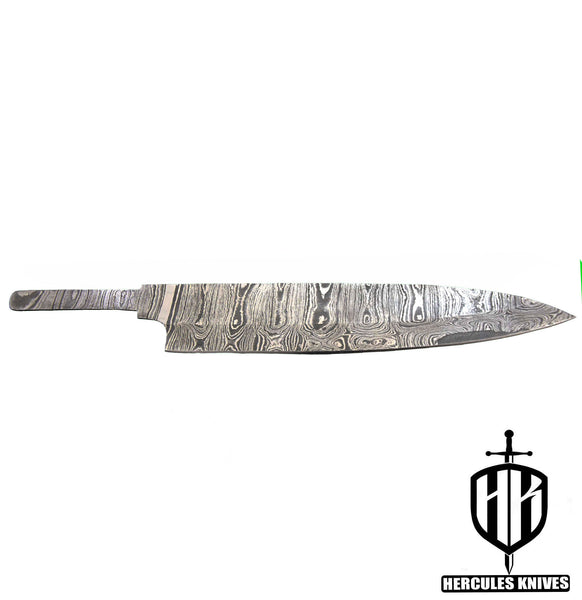 MB673-Custom 12.8"OAL Hand Forged Damascus Steel Blank Blade Chef Knife Handmade