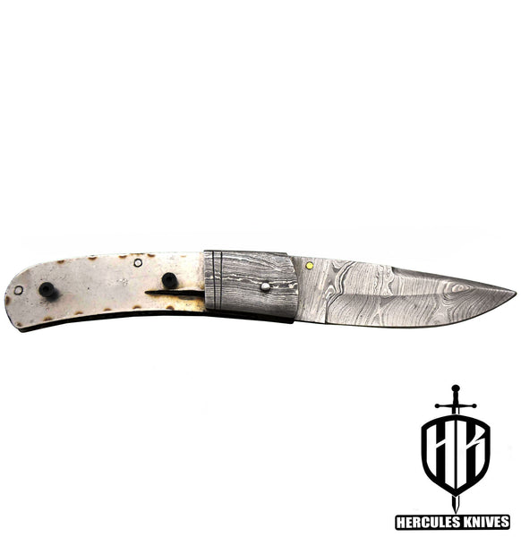 FL846-Custom Hand Forged Damascus Steel Pocket Folding Blank Knife Camping EDC Knife