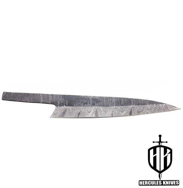 MB534-Custom 11.5"OAL Hand Forged Hammered Damascus Steel Blank Blade Chef Knife, Handmade Knife Making Supply