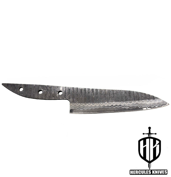 MB694-Custom 10.9"OAL Hand Forged Hammered Damascus Steel Blank Blade Chef Knife, Handmade Knife Making Supply