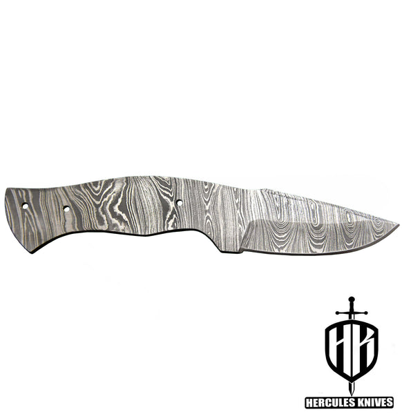 P440-Custom 7.5"OAL Hand Forged Damascus Steel Blank Blade Camping Knife, Handmade