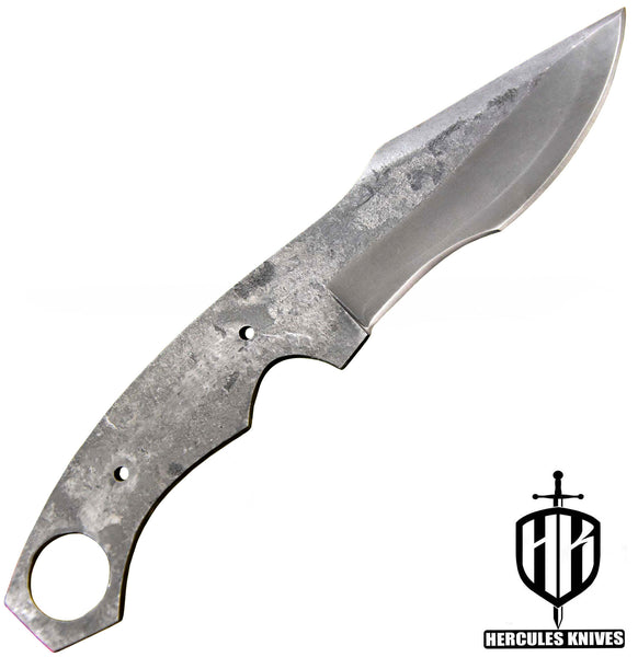 P80-Custom 9.0"OAL Hammered Spring Steel 5160 Blank Blade Tactical Hunting Knife Handmade, No Damascus