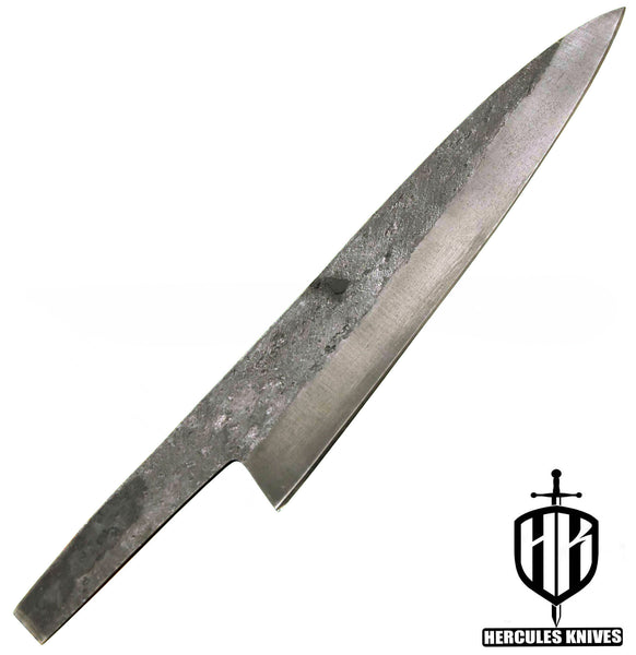 MB484-Custom 11.5"OAL Hammered Spring Steel 5160 Blank Blade Chef Knife Handmade, No Damascus