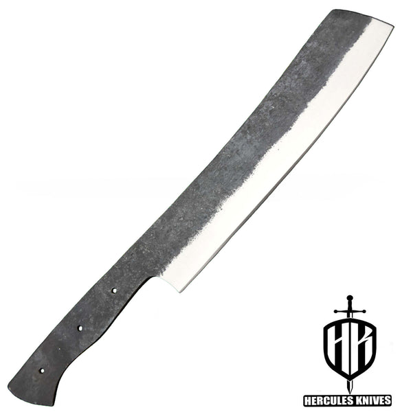 MB618-Custom 13.7"OAL Hammered Spring Steel 5160 Blank Blade Cleaver Hunting Knife Handmade, No Damascus