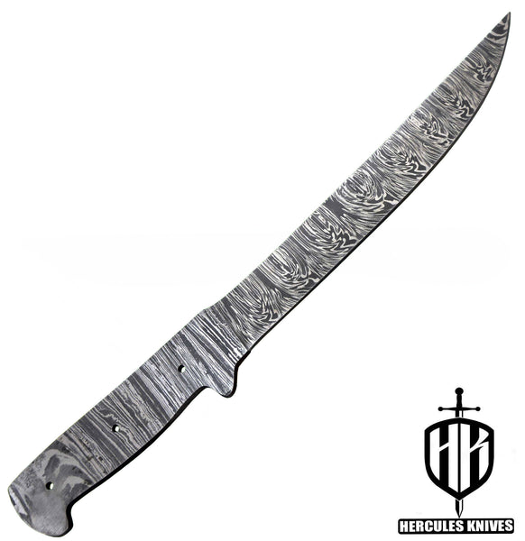 MB724-Custom 11.3"OAL Hand Forged Damascus Steel Blank Blade Fillet Knife Fishing Knife Handmade
