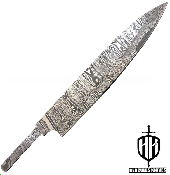 MB673-Custom 12.8"OAL Hand Forged Damascus Steel Blank Blade Chef Knife Handmade