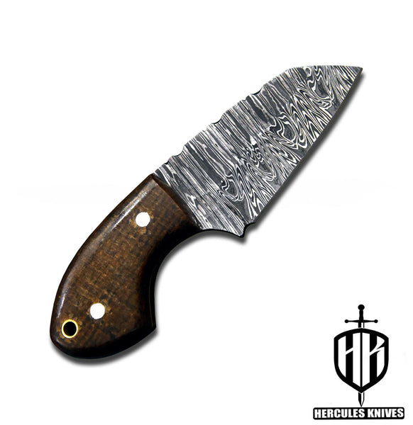 A372-Custom Damascus Steel Skinner Hunting Knife with G-10 Micarta Handle | Handmade | Leather Sheath