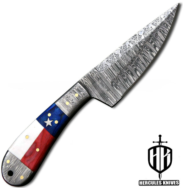 J597-Custom Hand Forged Damascus Steel Camping Survival Knife with Texas Handle | Handmade | Leather Sheath