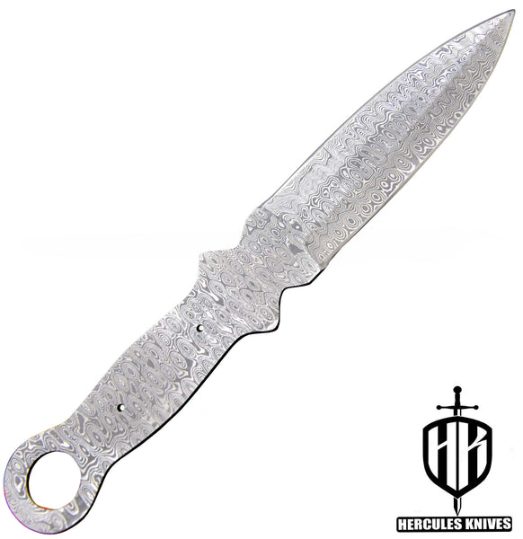 MB418-Custom 11.3"OAL Hand Forged Damascus Steel Dagger Blank Blade Camping Knife, Handmade