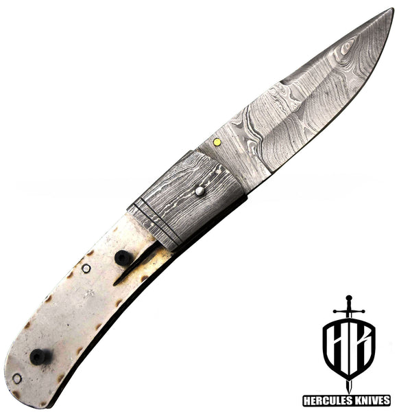 FL846-Custom Hand Forged Damascus Steel Pocket Folding Blank Knife Camping EDC Knife